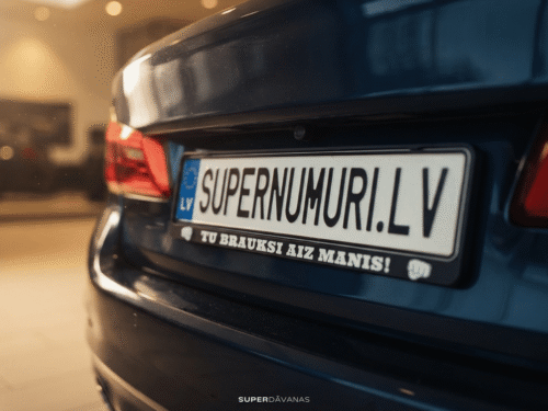 auto numura turētājs ar uzrakstu