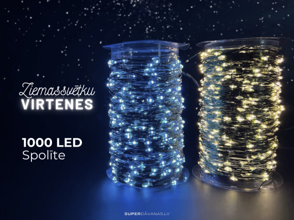 1000 LED Spolīte / Ziemassvētku lampiņu virtene