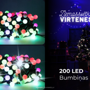200 LED Bumbiņas / Ziemassvētku lampiņu virtene