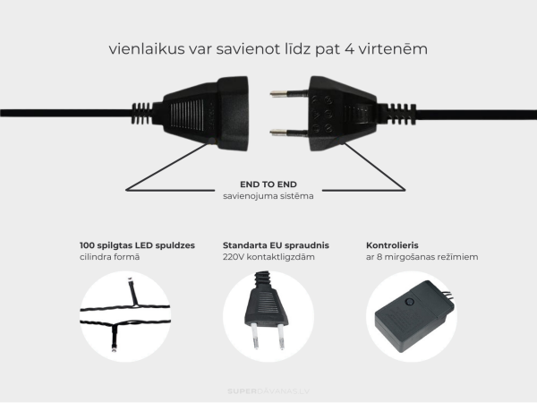 300 LED / Ziemassvētku lampiņu virtene